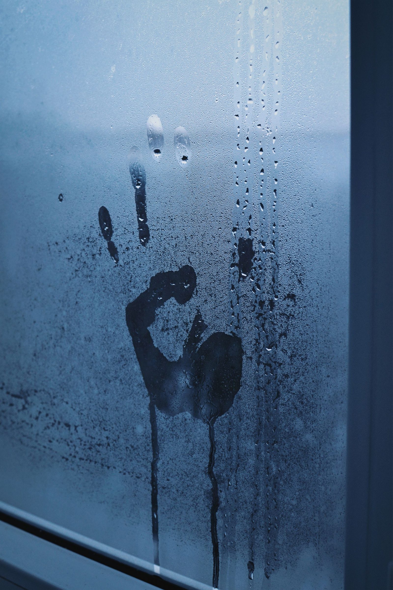 Condensation misting the inside of a window pane